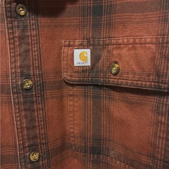 Carhartt Rugged Flex Plaid 🟩& Original Fit Flannel 🟧 Shirt BUNDLE, sz L - Picture 9 of 13